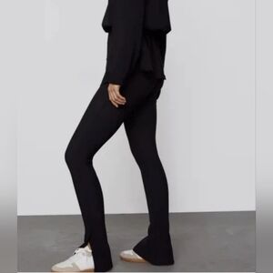 Zara Sleek Black Split Hem Pants